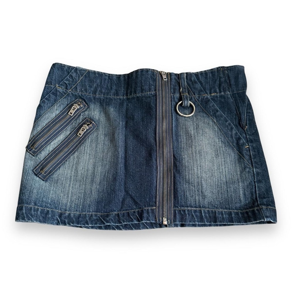 Y2K Bebe Denim Mini Skirt with Zipper Details